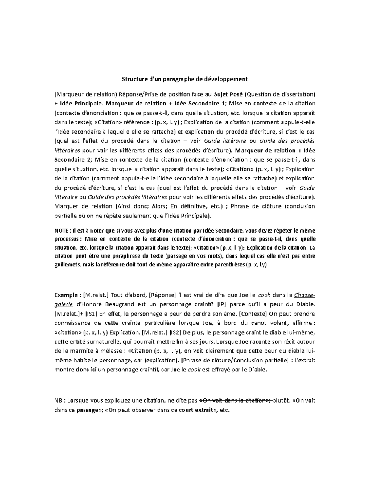 Structure dun paragraphe de developpement - Structure d’un paragraphe ...