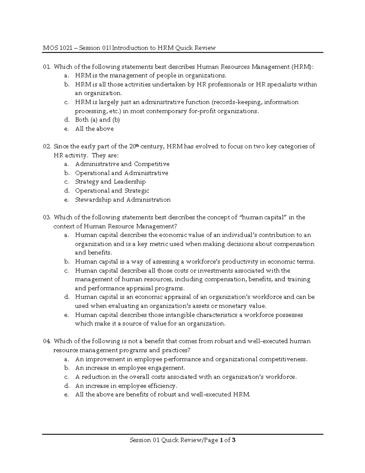 MOS+1021+Session+01+-+Quick+Review+Questions - Session 01 Quick Review ...