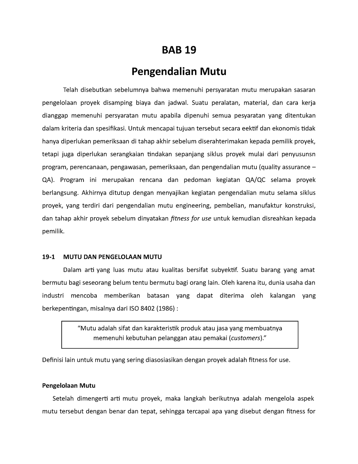 Pengendalian Mutu - BAB 19 Pengendalian Mutu Telah Disebutkan ...