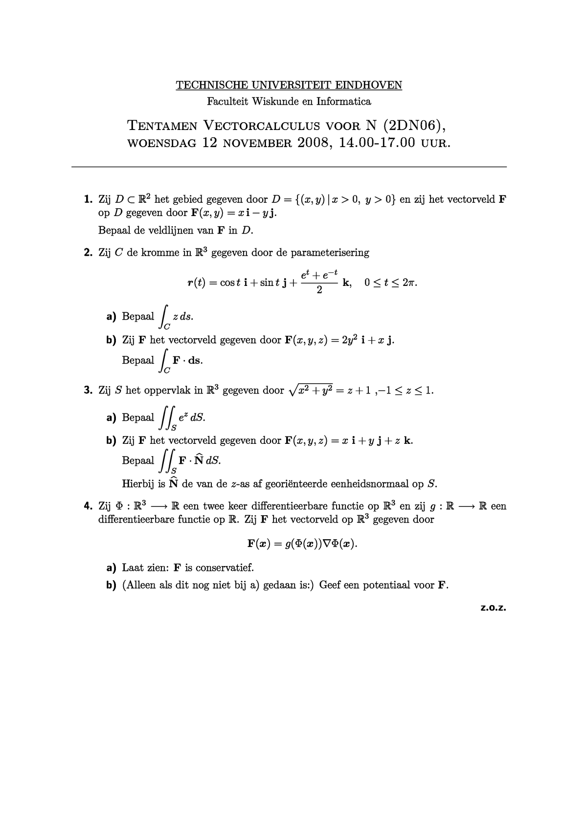 Tentamen November 08 Met Antwoorden Vectorcalculus 2dn13 Studocu