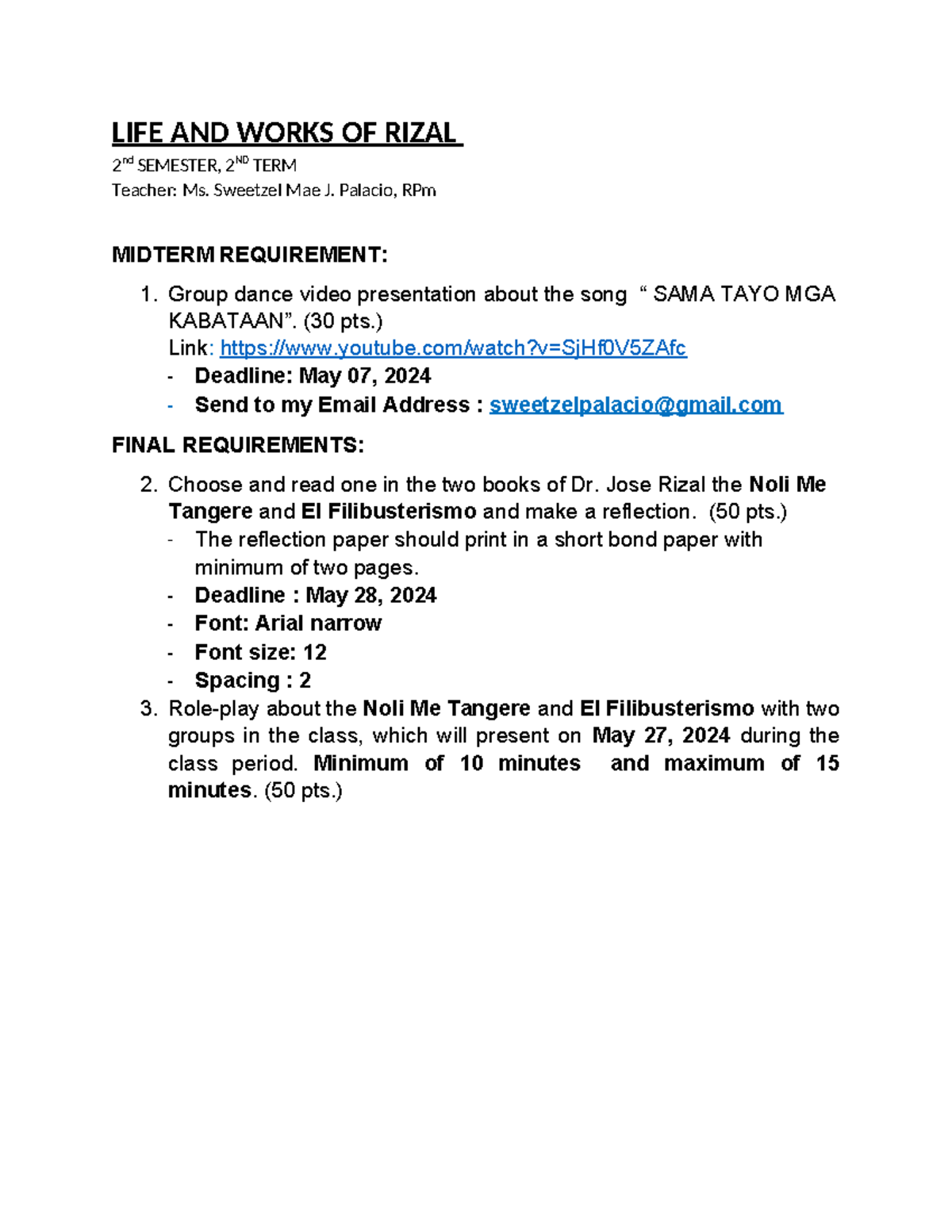 LIFE+AND+ Works+OF+ Rizal- Requirements - LIFE AND WORKS OF RIZAL 2 nd ...