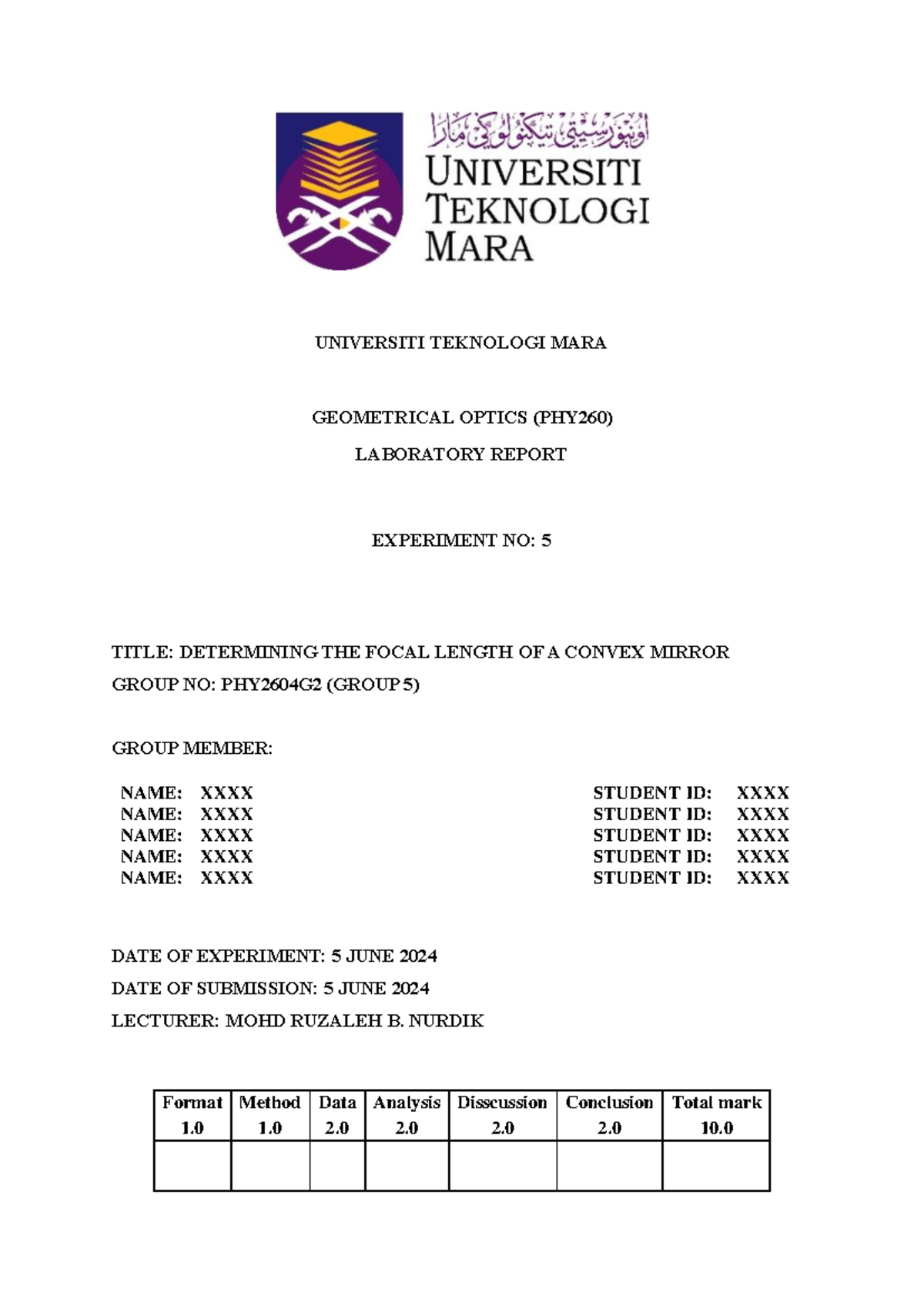 [Studocu] - PHY260 ( Partial Report 5) - UNIVERSITI TEKNOLOGI MARA ...