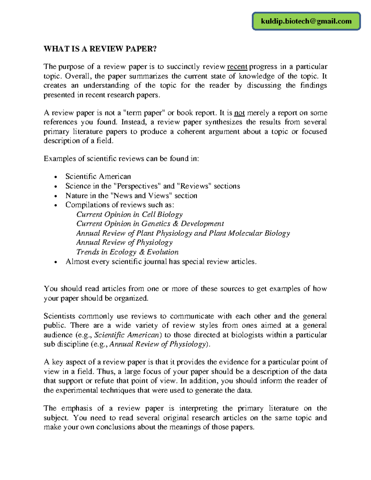 95113138 What is a Review Paper WHAT IS A REVIEW PAPER? The purpose