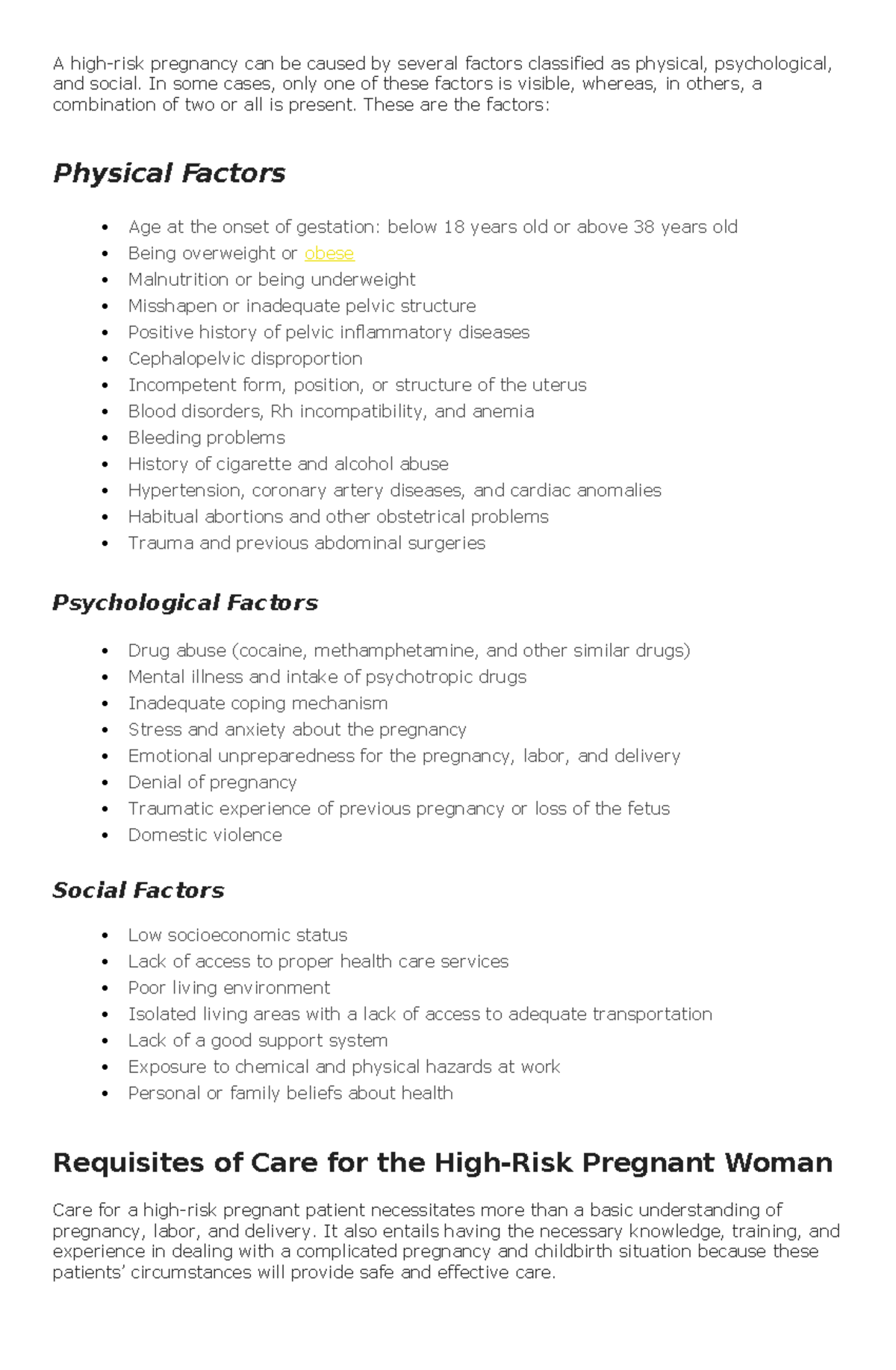 HIGHRISK Read A highrisk pregnancy can be caused by several