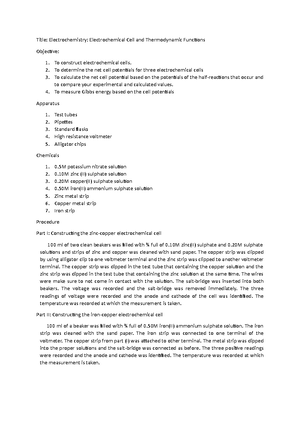 Lab Experiment Jotter Chm Physical Chemistry Pre Lab