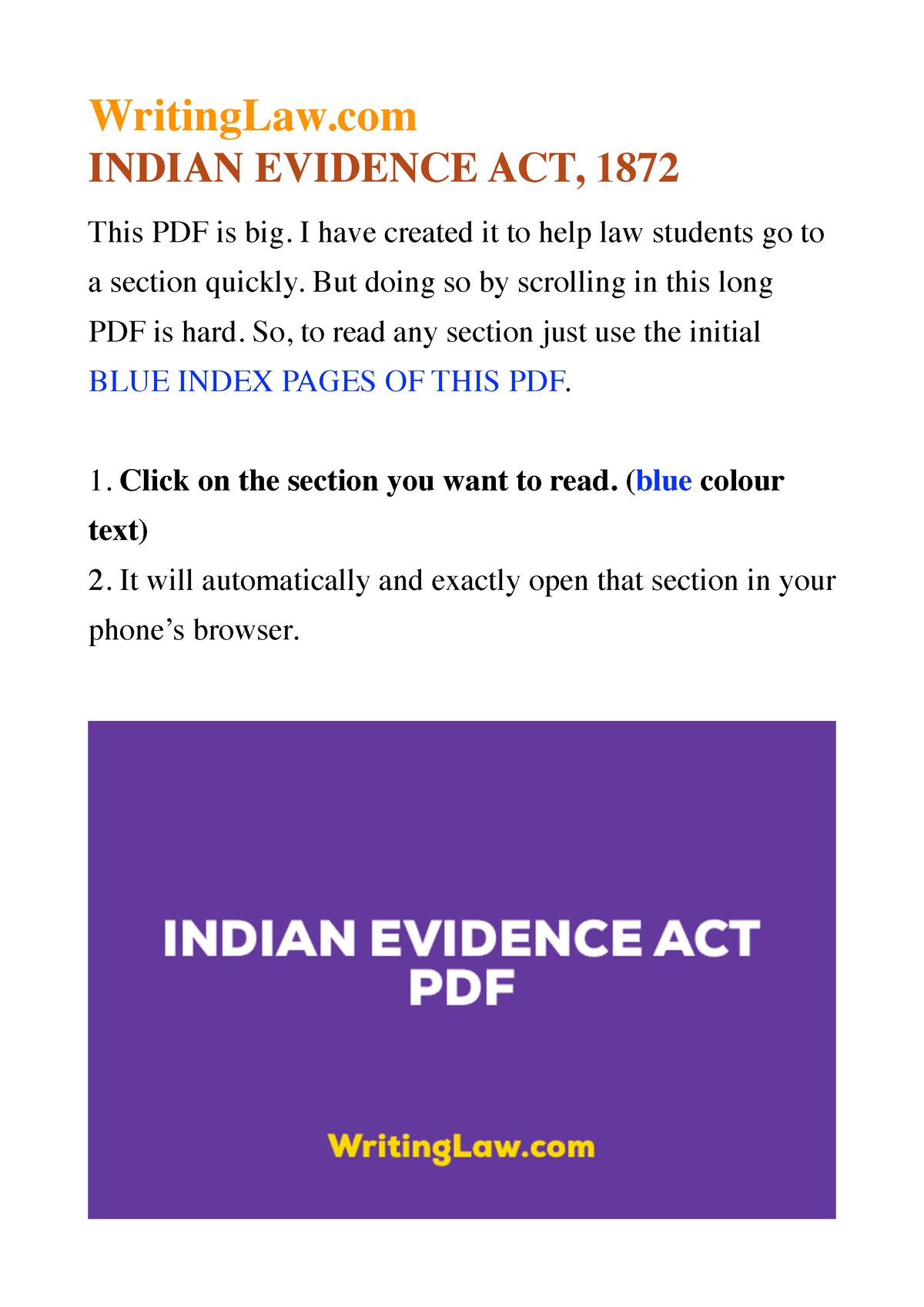 Indian Evidence Act 1872 - WritingLaw INDIAN EVIDENCE ACT, 1872 ...