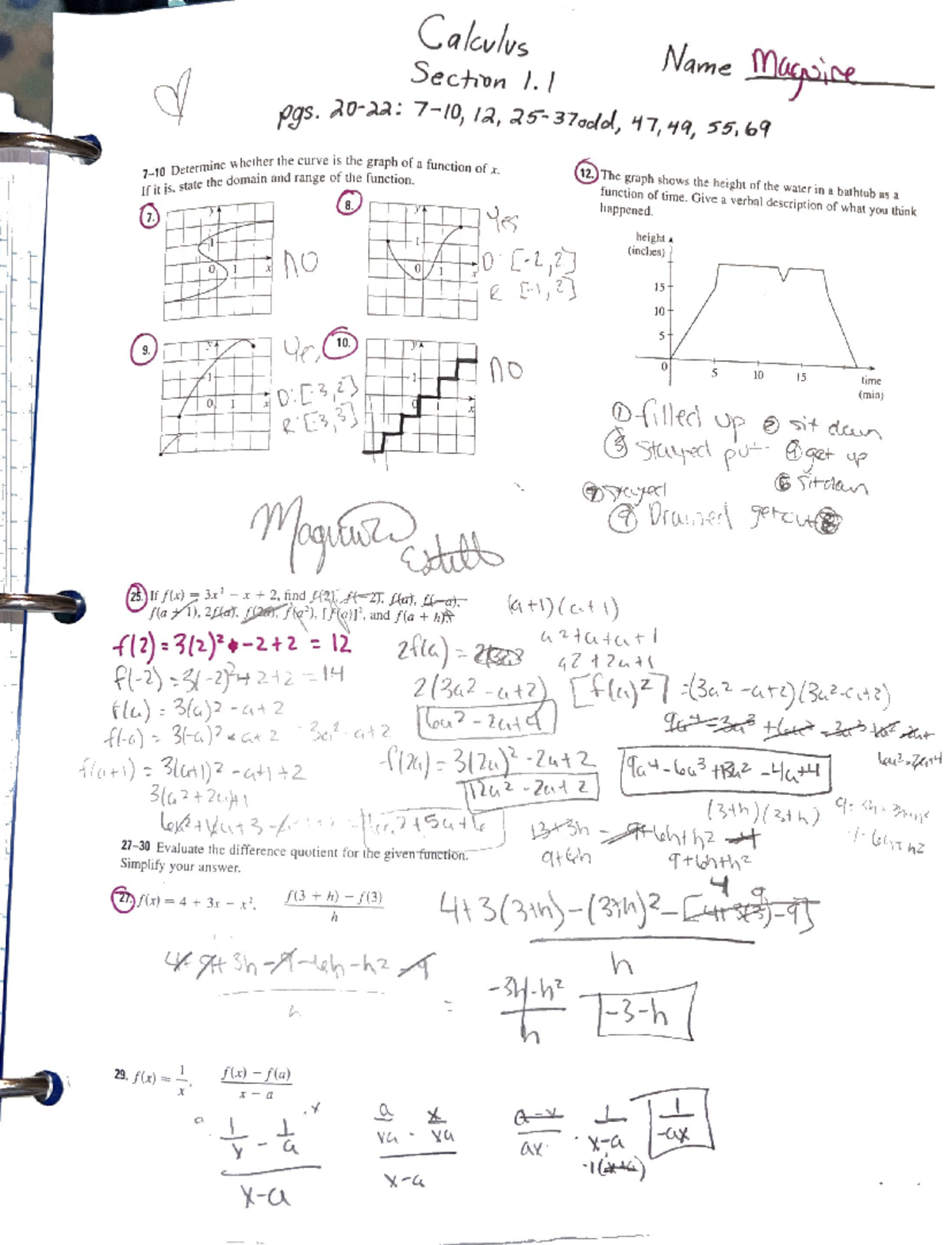 Calculus Chapter 1.1 Pg 2 - MA110 - Studocu