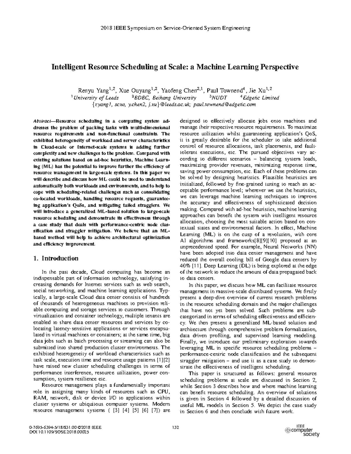 Sose2018 - notes - Intelligent Resource Scheduling at Scale: a Machine ...
