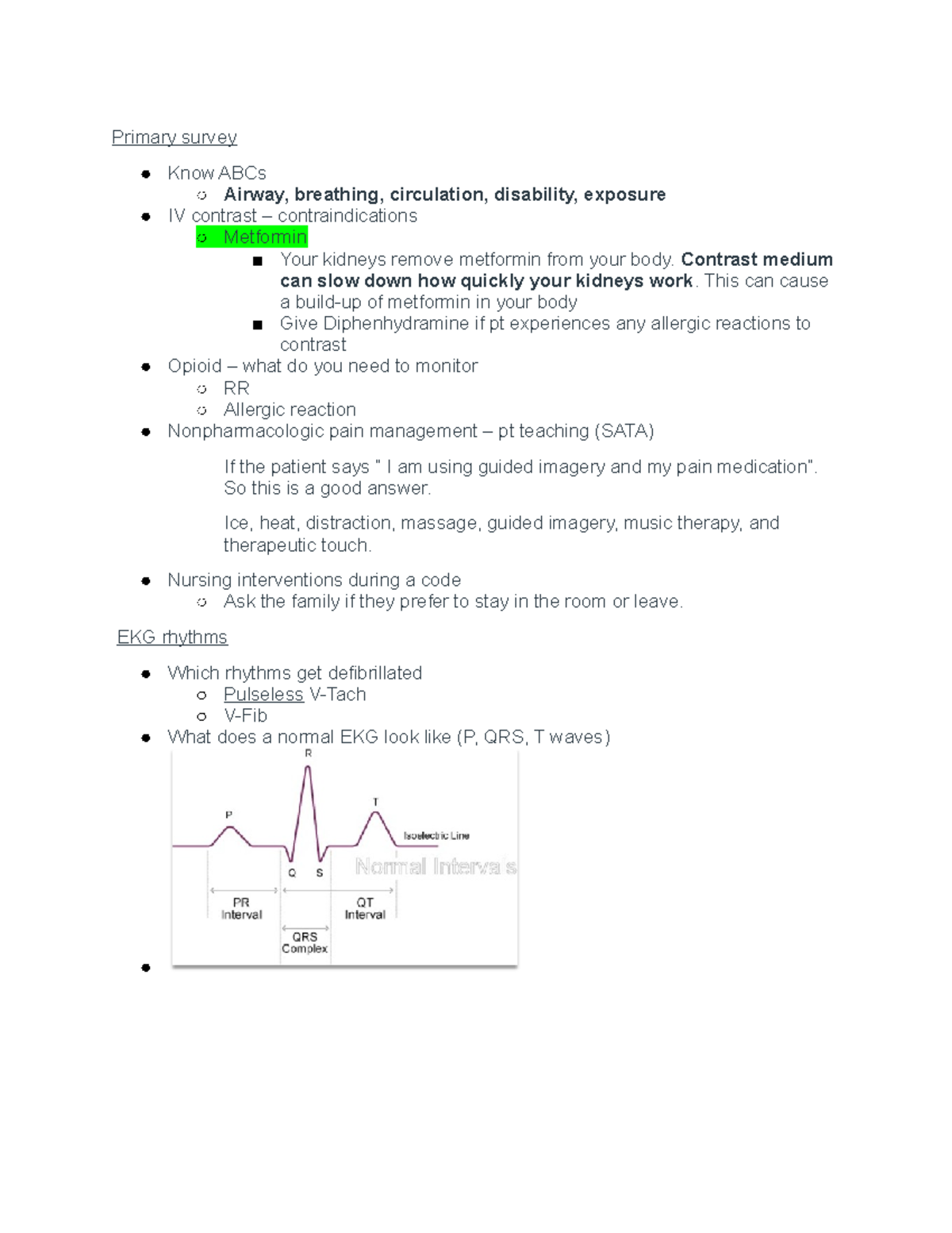 480 Final Review - For advanced medsurg - Primary survey Know ABCs ...