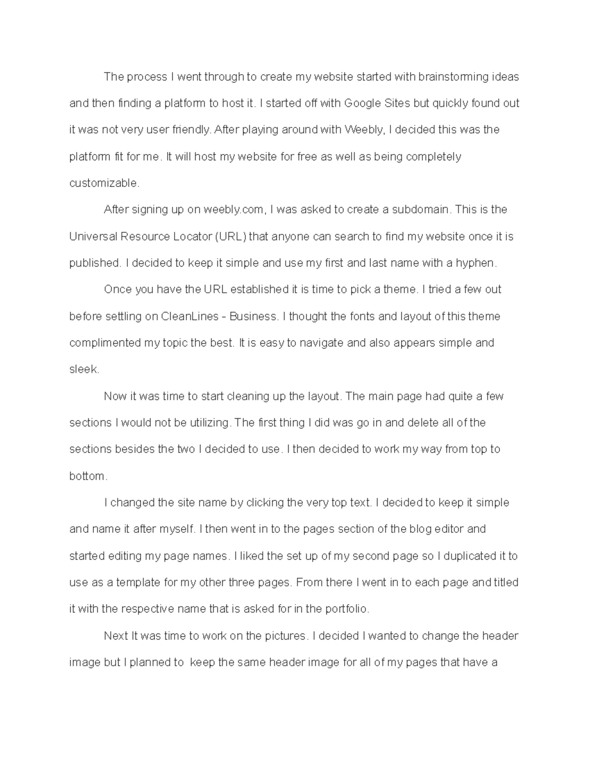 TDT1 Task 1 Process Essay - The process I went through to create my ...