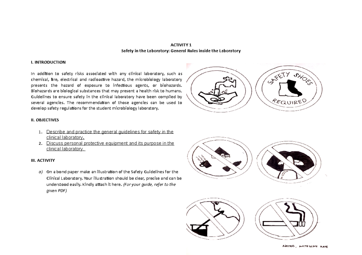 Microbiology Activity 1 Safety in the Laboratory General Rules inside