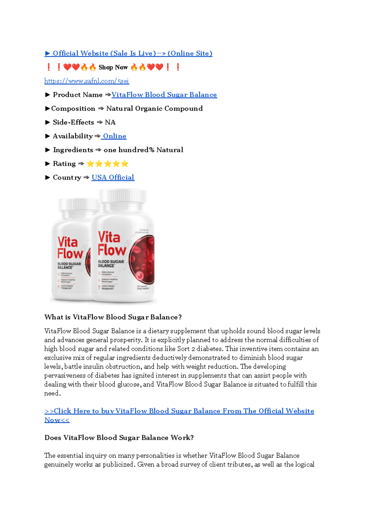 Vita Flow Blood Sugar Balance Reviews And Experience - Official Website ...