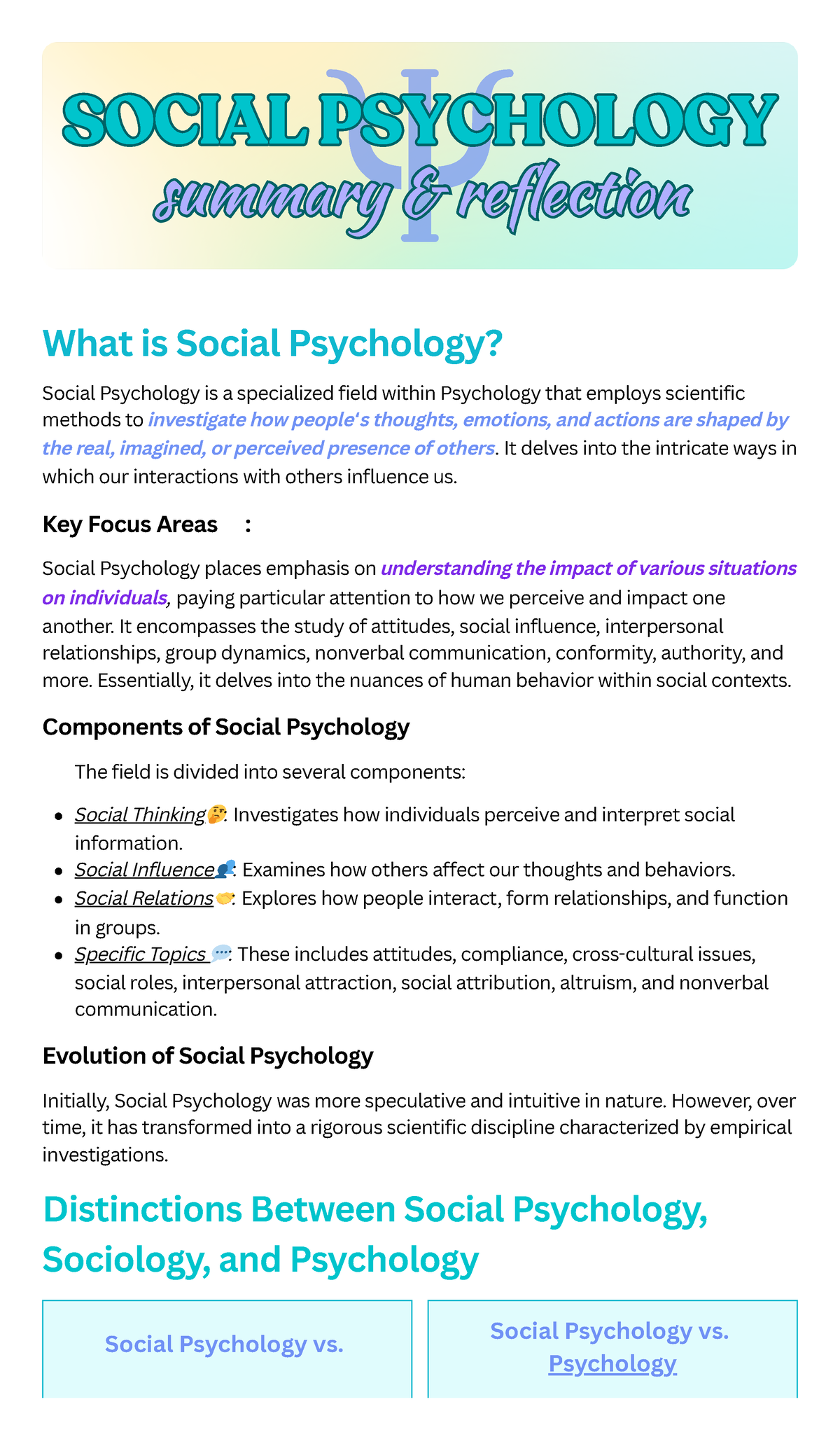 Social Psych Summary - What is Social Psychology? Social Psychology is ...