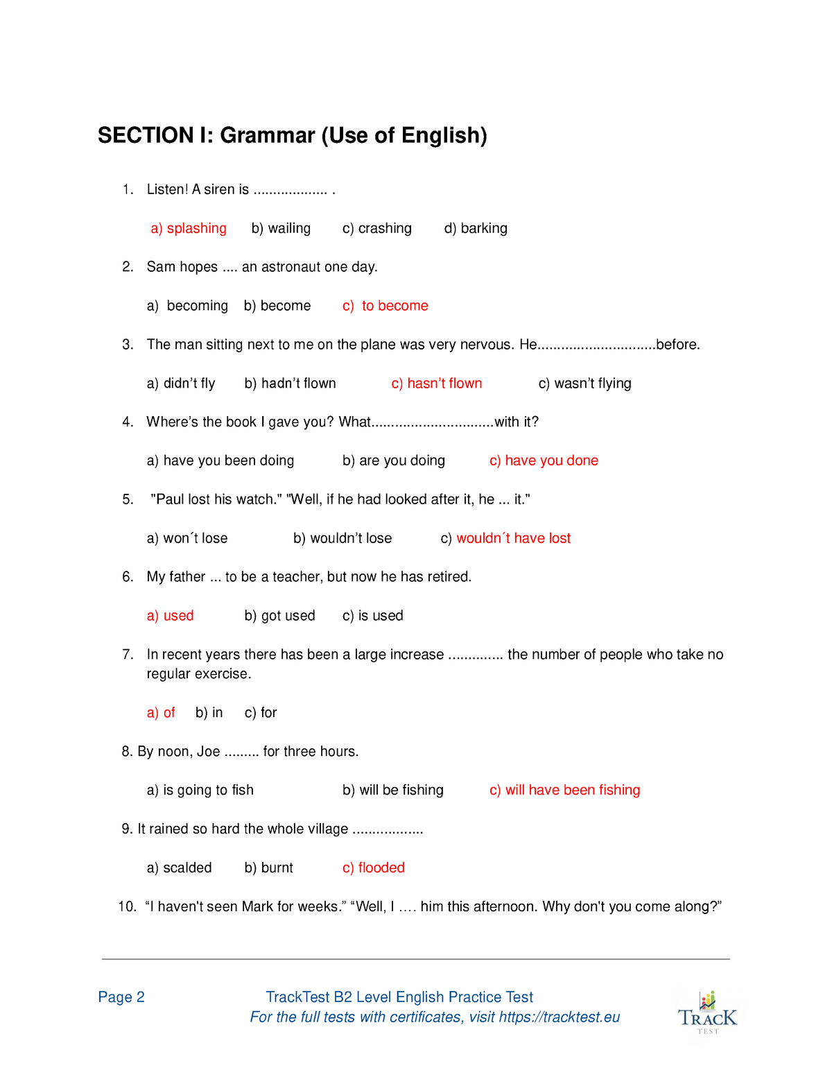 English Level Test (1) test4 SECTION I Grammar (U se of Engli sh