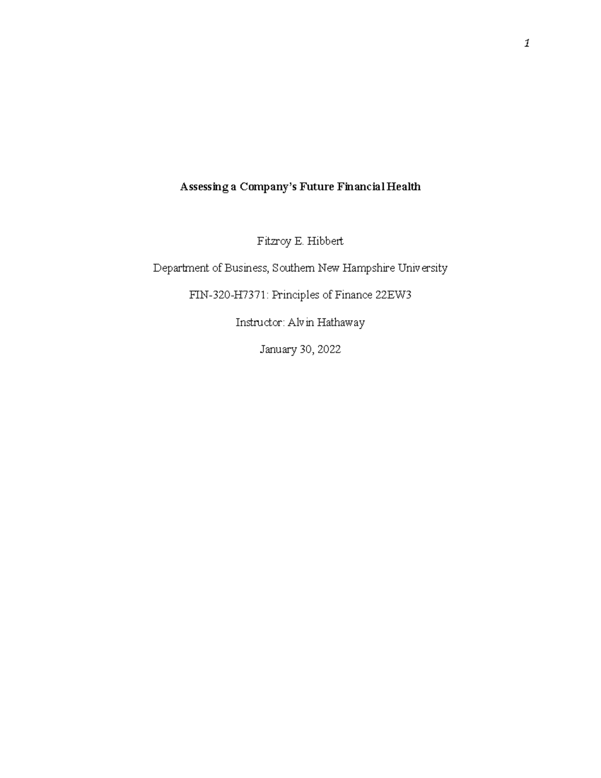 case study on evaluating a company's future financial health