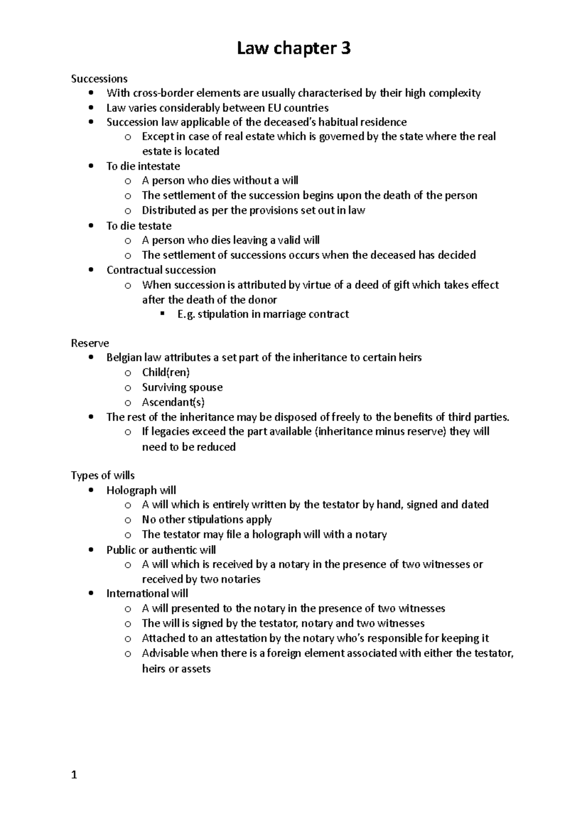 Summary-chapter-3 - Law chapter 3 Successions With cross-border ...