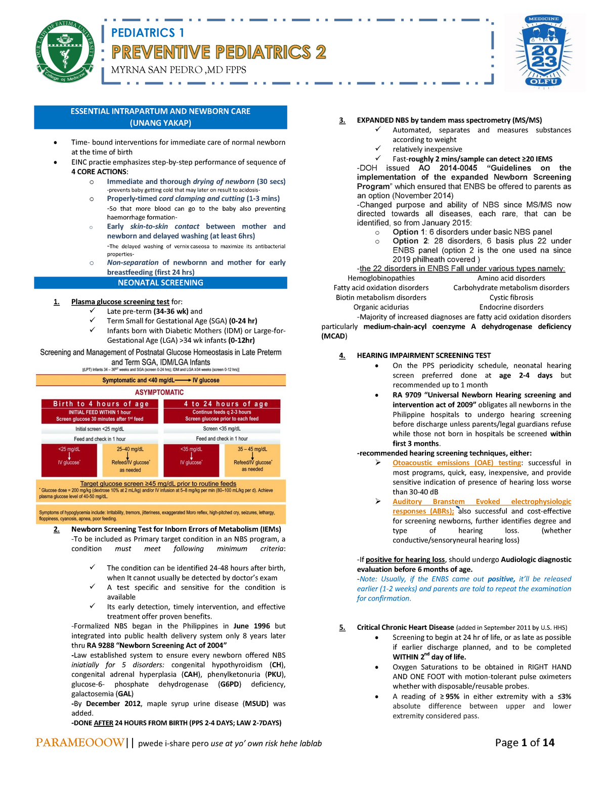 Preventive Pediatrics 2 Lecture Notes from - TITLE MYRNA SAN PEDRO ,MD ...