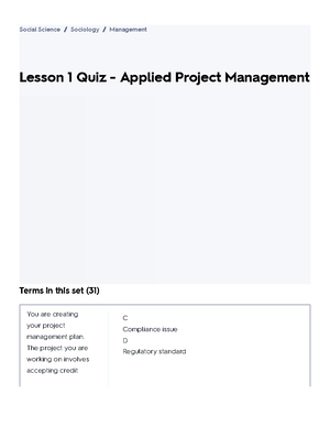 Project Management Test 1 Flashcards Quizlet - Social Science Sociology ...