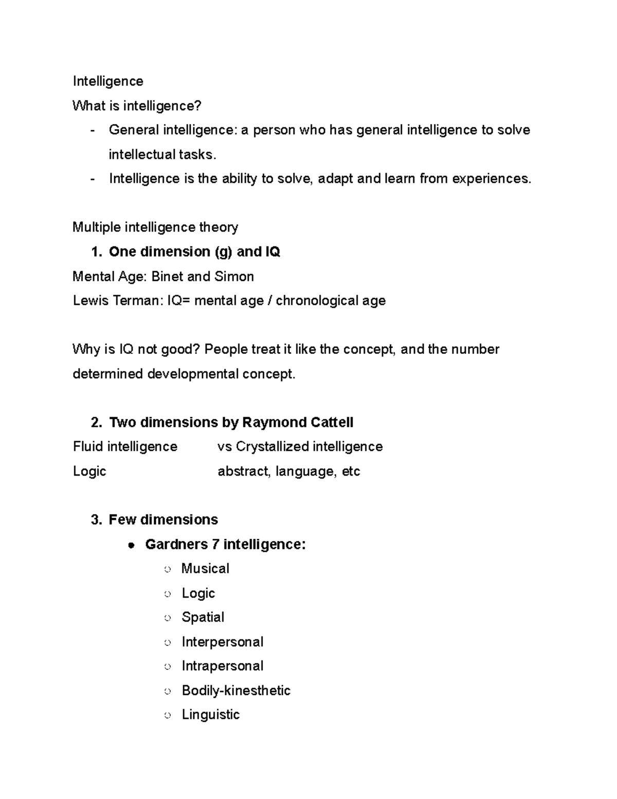 Developmental Psychology: Intelligence - Intelligence What is ...