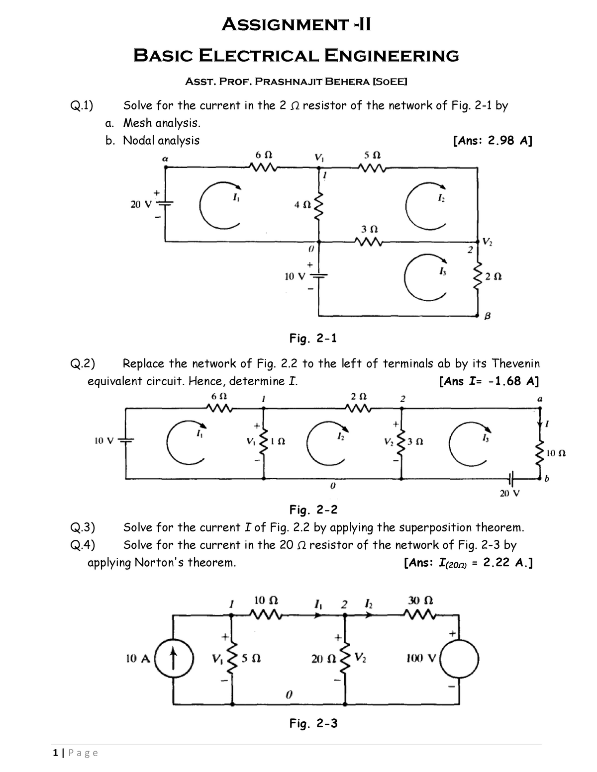 electrical engineering assignments