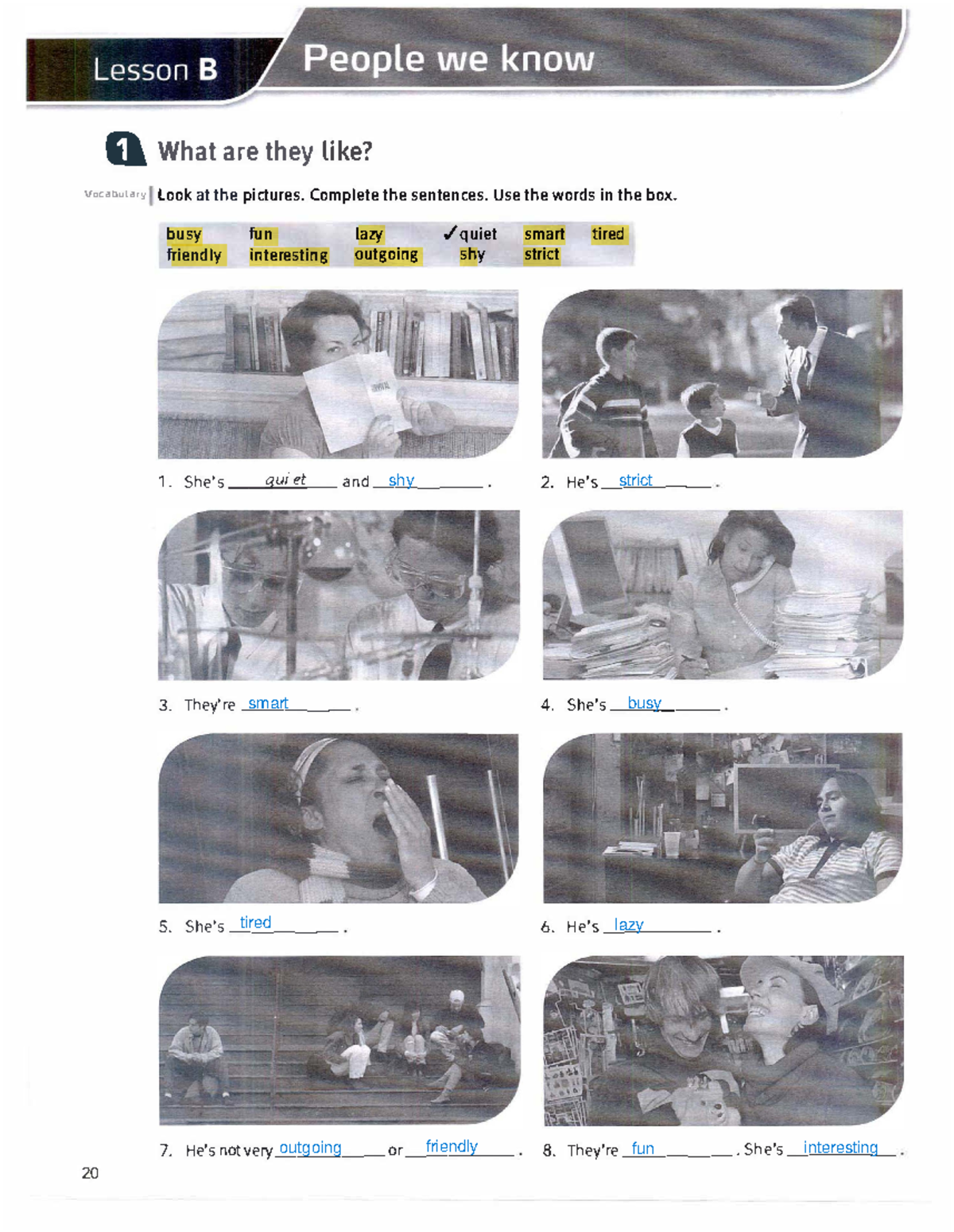Workbook Unit 3 (Lesson B & C) - Q What are they like? vocabulary Look ...