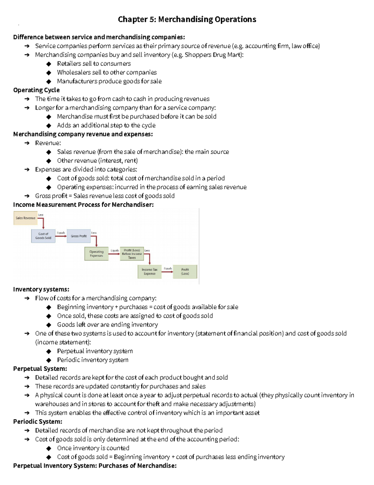 ADM 1340 Chapter 5 - notes - Chapter 5: Merchandising Operations ...