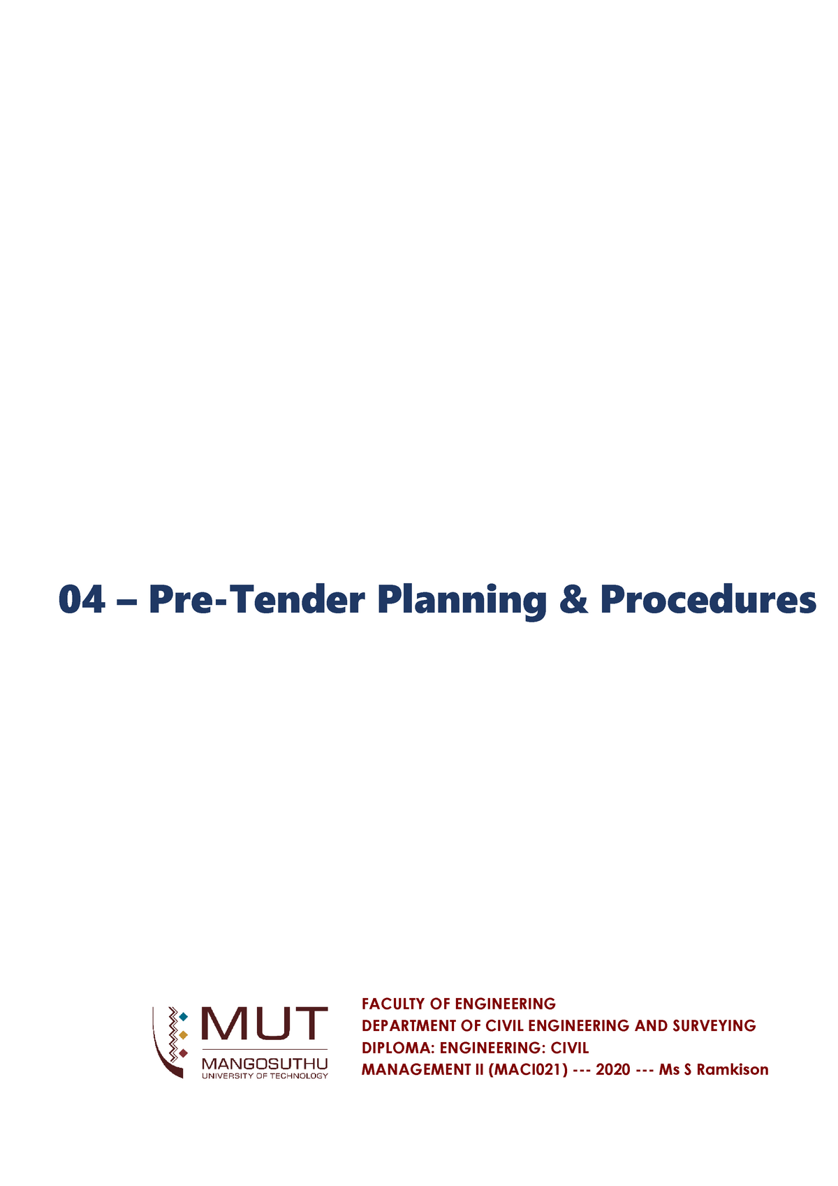 chapter-4-pre-tender-planning-and-procedures-04-pre-tender-planning