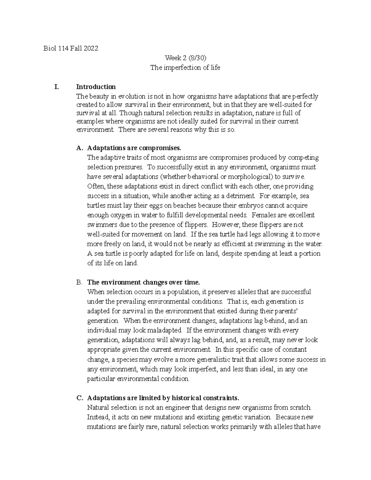 31 Armstrong Unit 1 Biol 114 Fall 2022 Week 2 (8/30) The