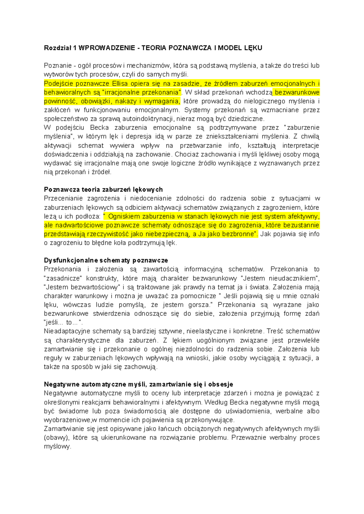 R1 TEORIA POZNAWCZA I MODEL LĘKU - Rozdział 1 WPROWADZENIE - TEORIA