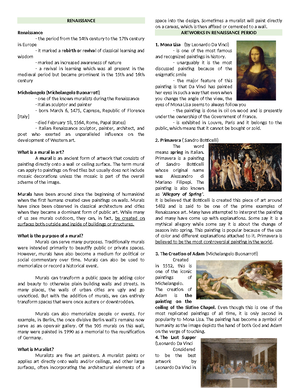 More examples - The Renaissance, spanning roughly from the 14th to the ...