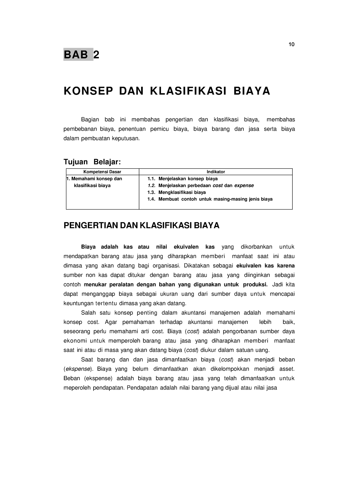 BAB 2 Konsep DAN Klasifikasi Biaya - BAB 2 KONSEP DAN KLASIFIKASI BIAYA ...