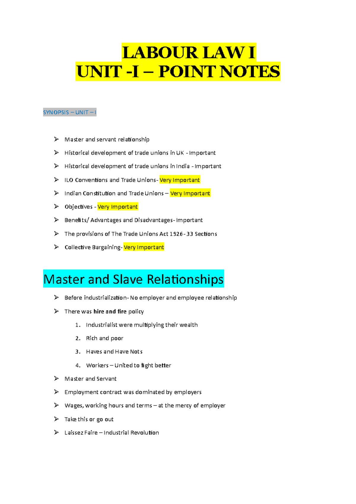 labour-law-i-unit-i-notes-labour-law-i-unit-i-point-notes