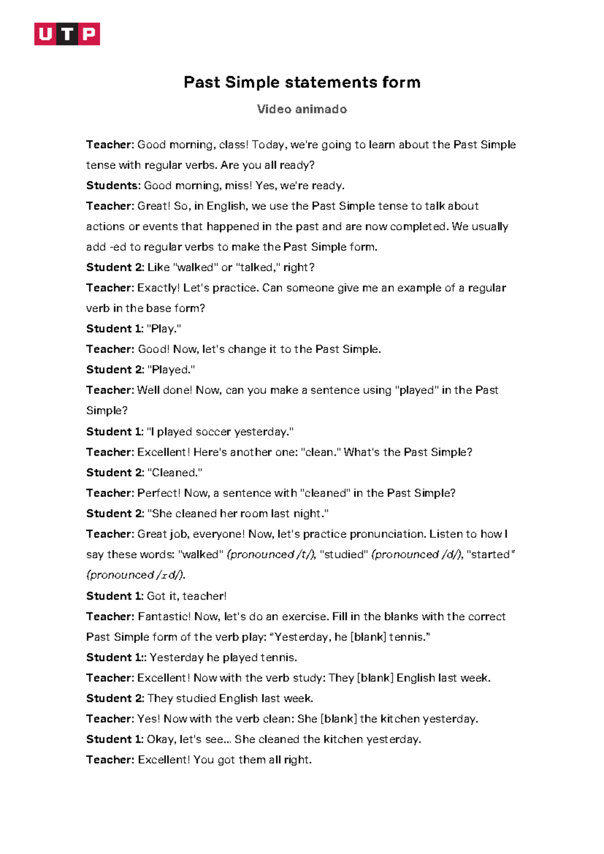 Week+3+-+Script Hoytde - Past Simple statements form Video animado ...