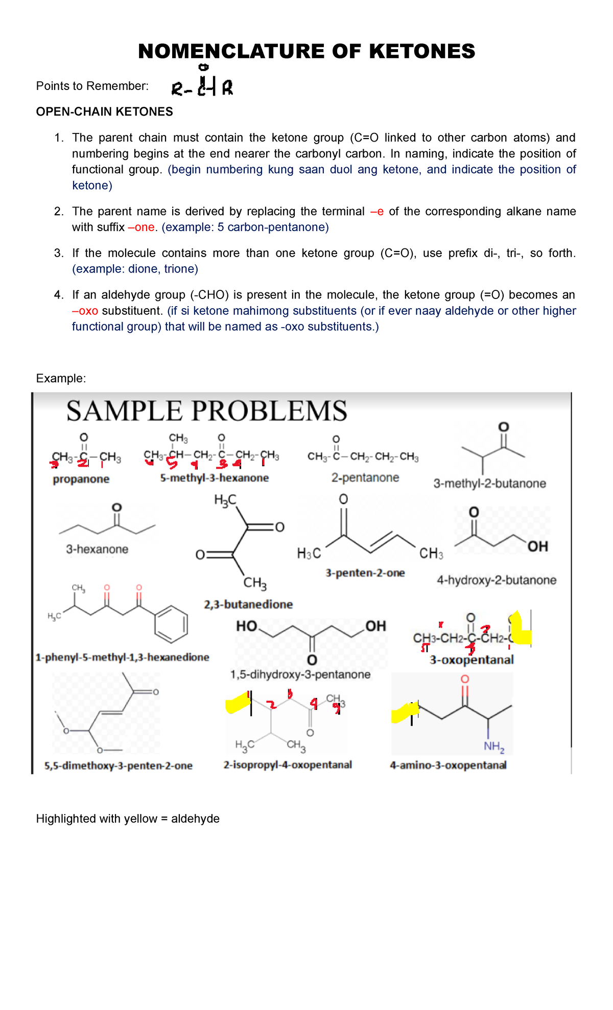 Nomenclature OF Ketones - NOMENCLATURE OF KETONES Points to Remember ...