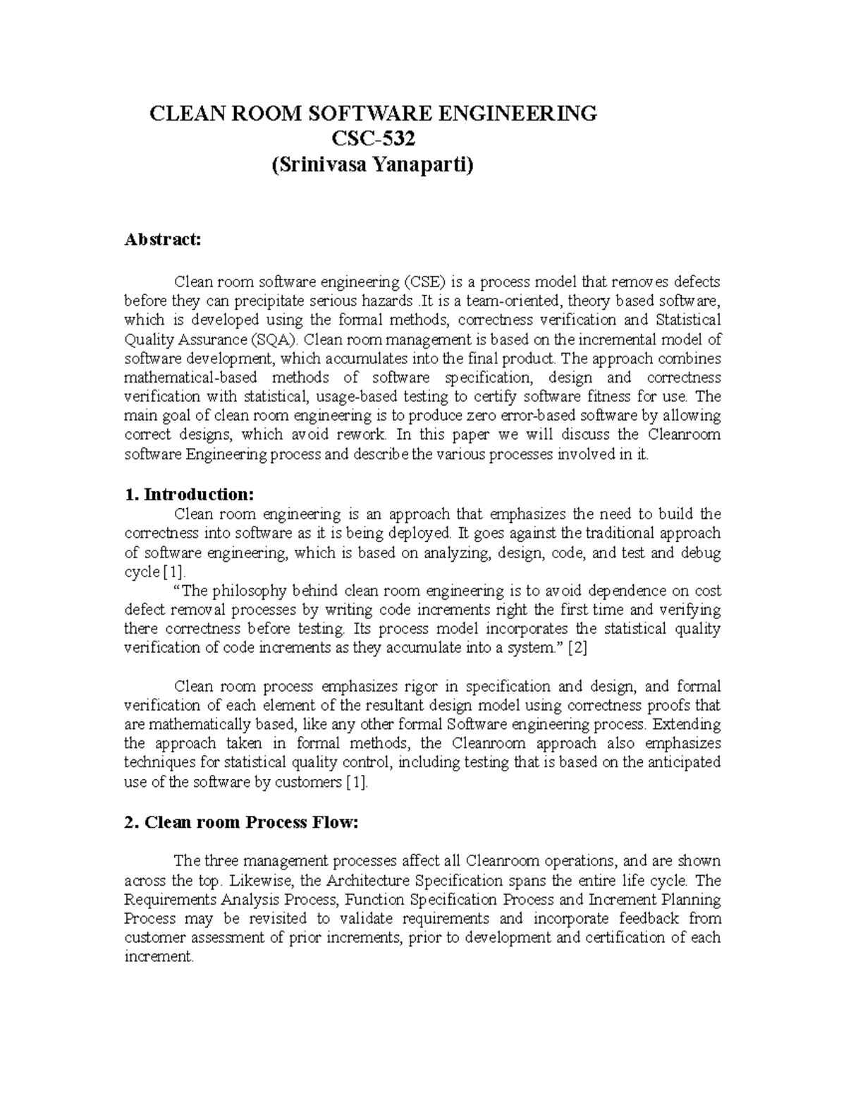 Clean ROOM Software Engineering 2 - CLEAN ROOM SOFTWARE ENGINEERING CSC ...
