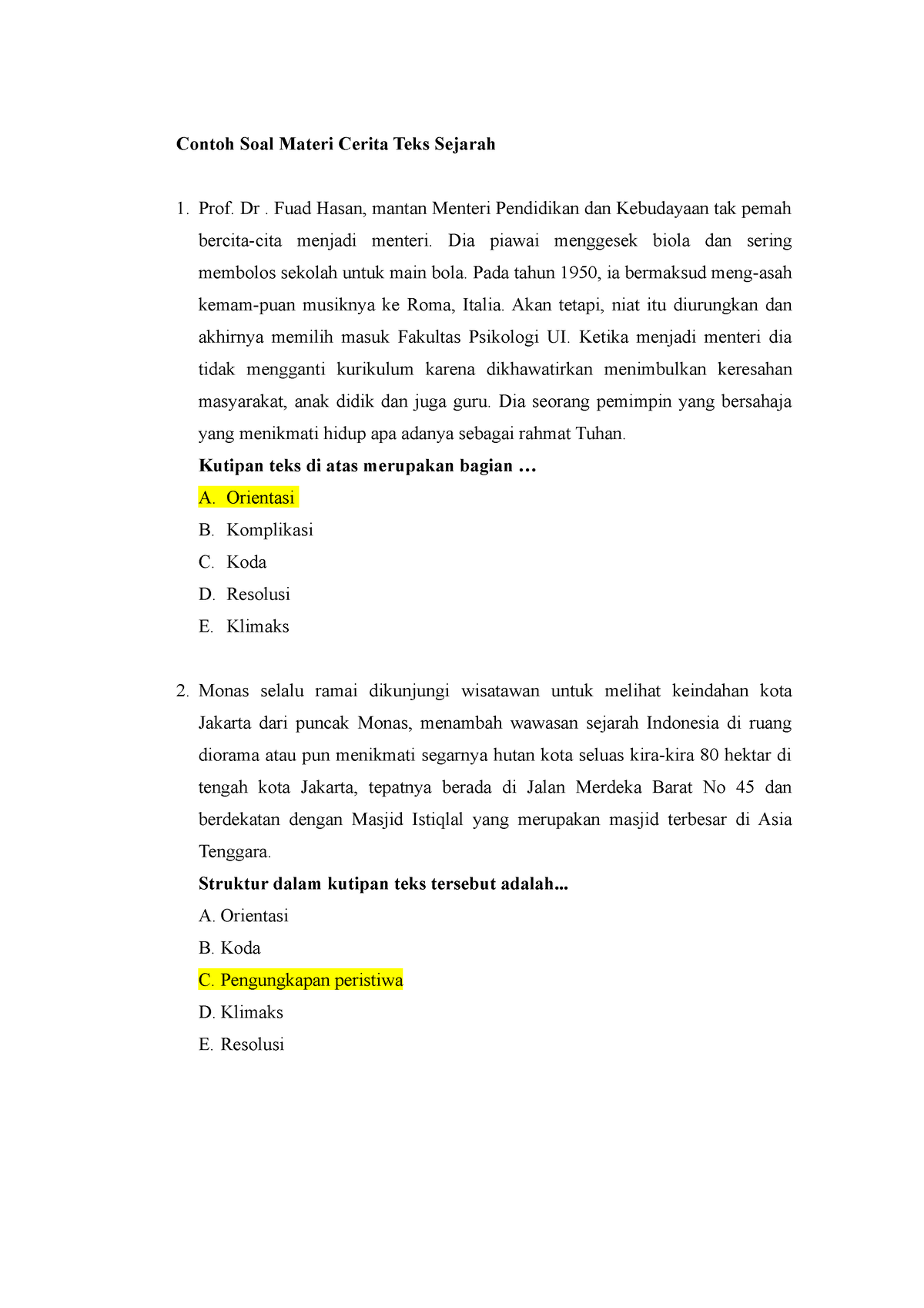 Contoh Soal Cerita Sejarah Non Fiksi - Contoh Soal Materi Cerita Teks ...