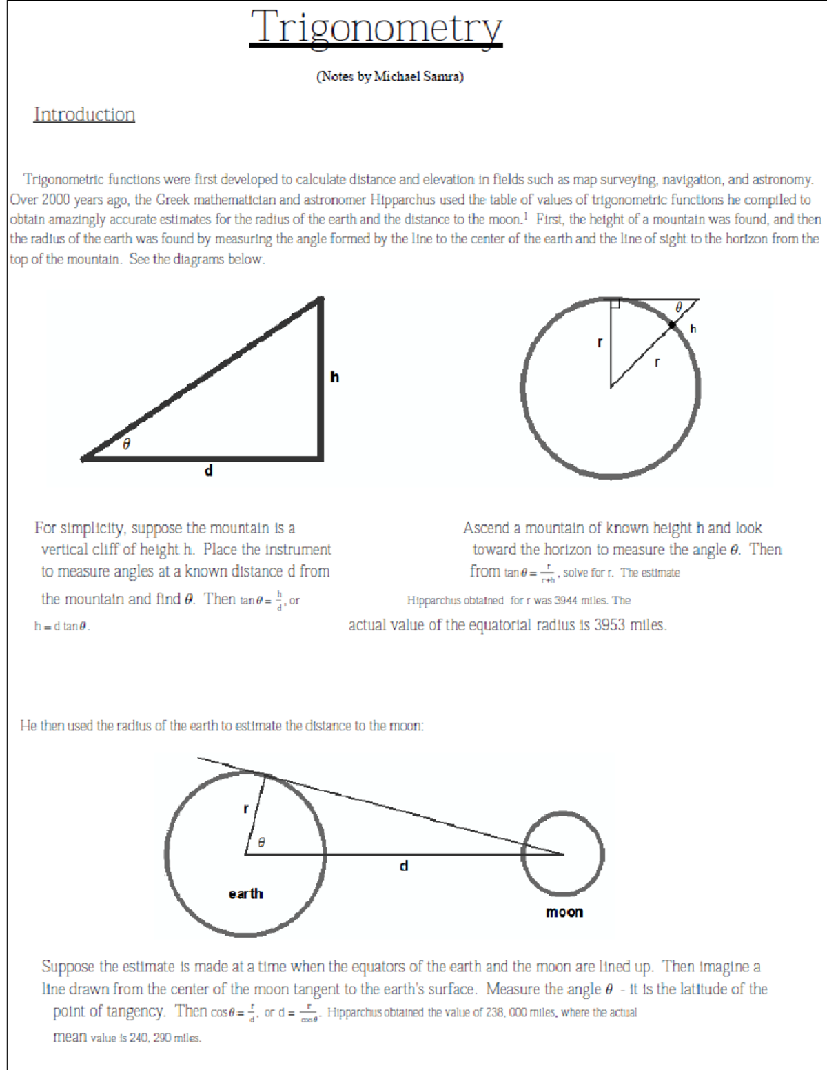 Trigonometry - Calculus - MATH 150 - Studocu