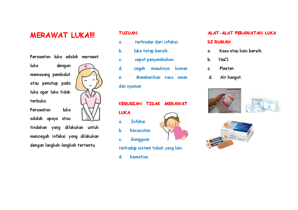 Leaflet Perawatan LUKA - MERAWAT LUKA!!! Perawatan Luka Adalah Merawat ...