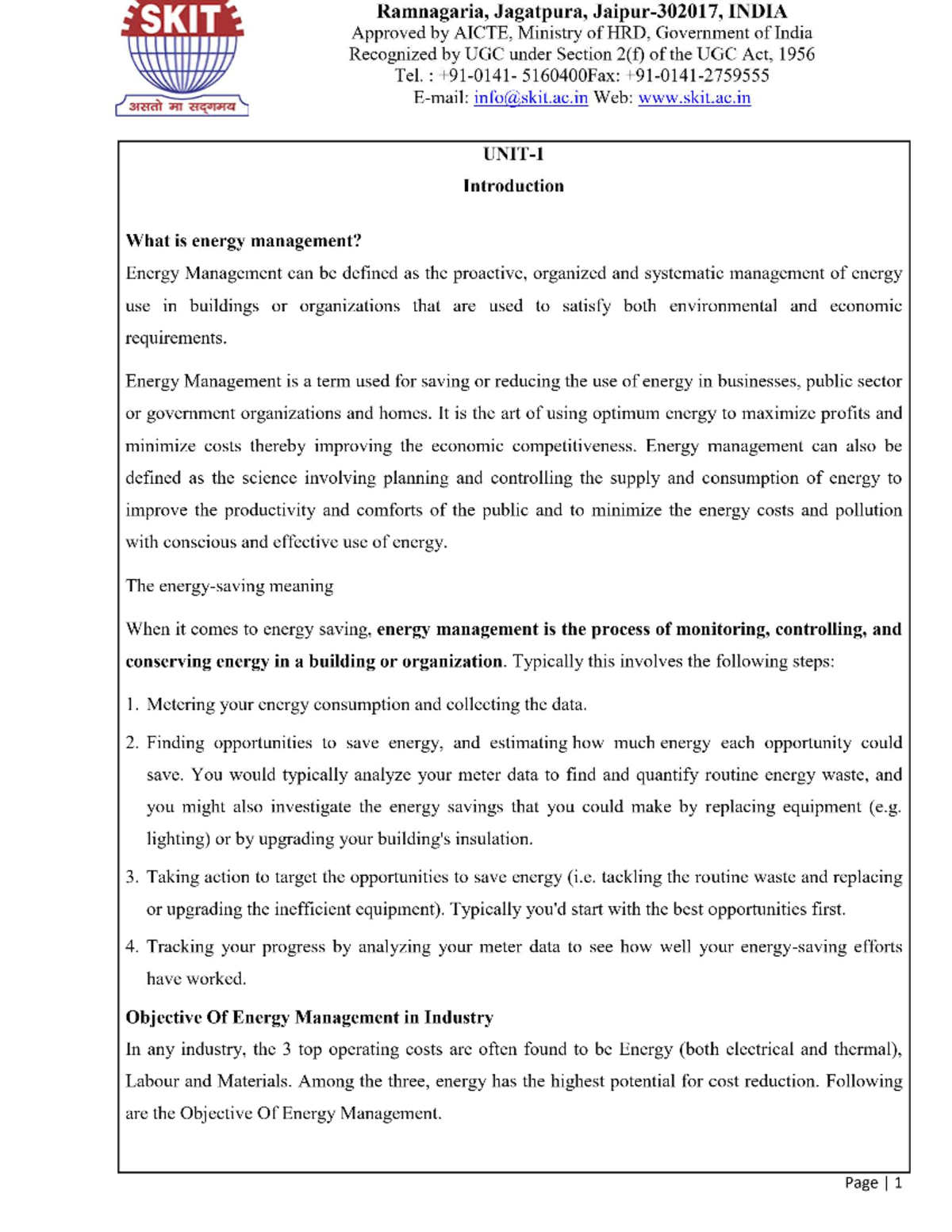 Energy Management - System Management - Studocu