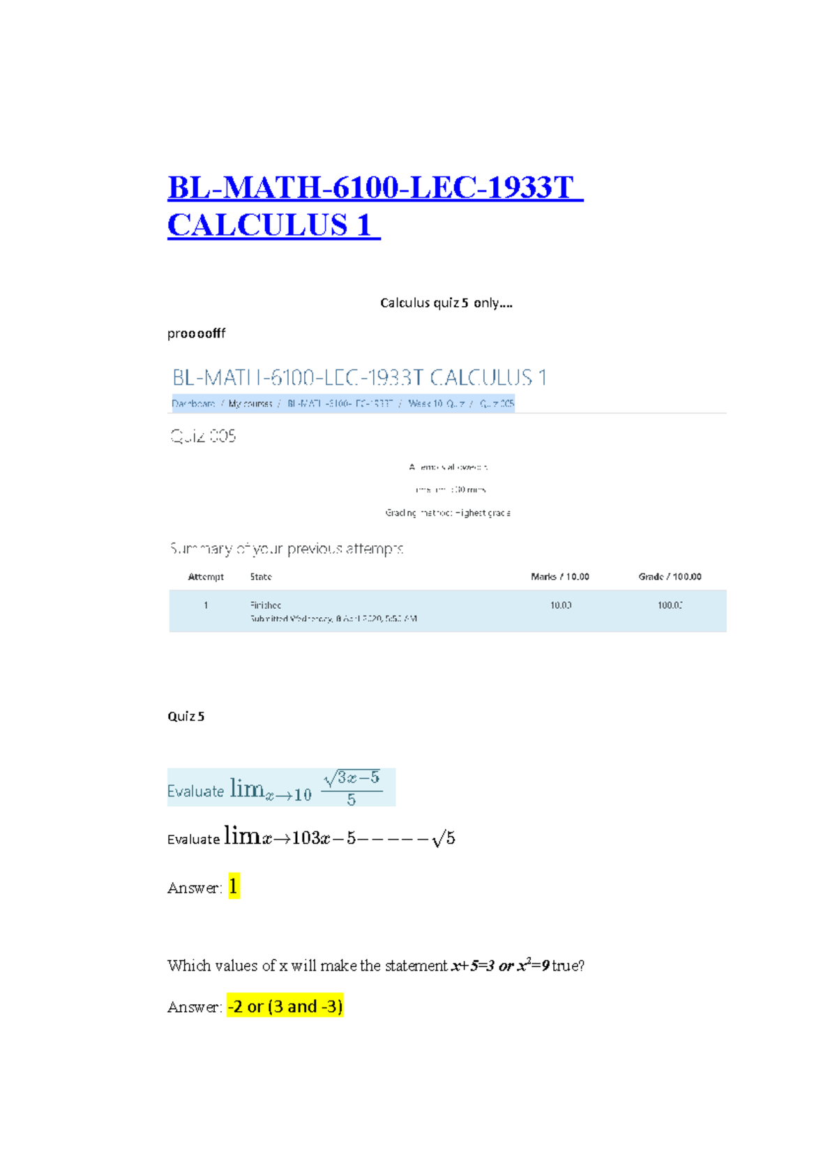 Document (35) - Csaccs - BL-MATH-6100-LEC-1933T CALCULUS 1 Calculus ...