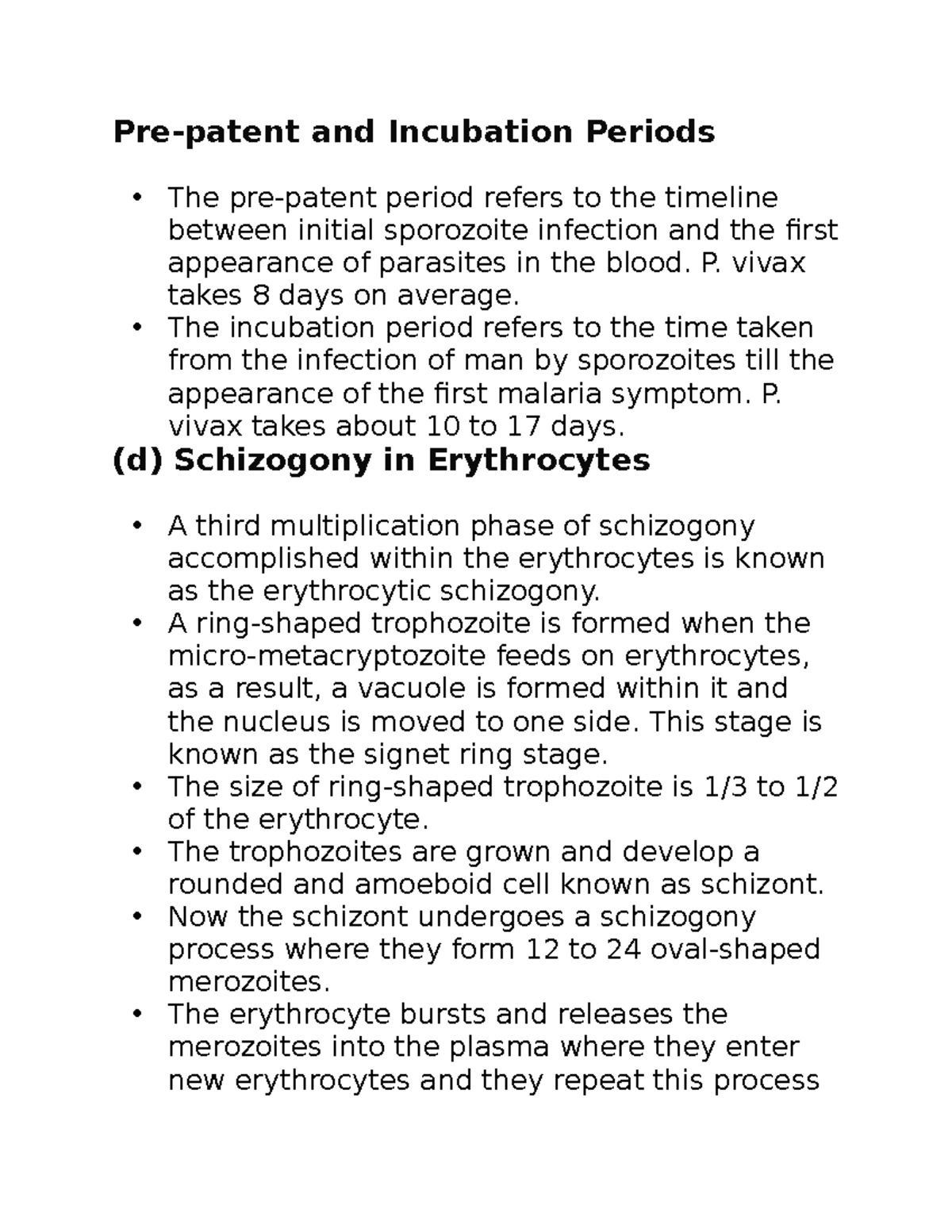 Bio 19 Notes Prepatent and Incubation Periods The prepatent