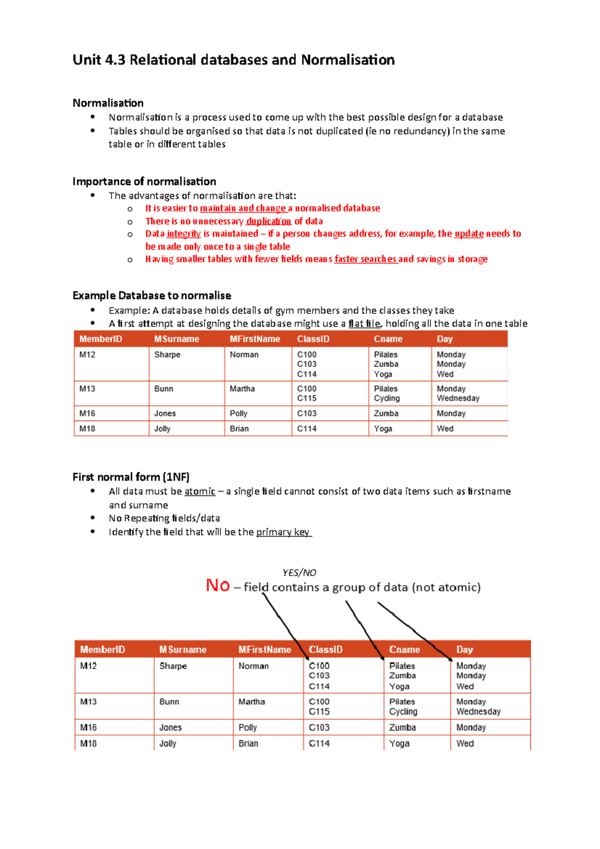 Normalisation of databases - Normalisation Normalisation is a process ...