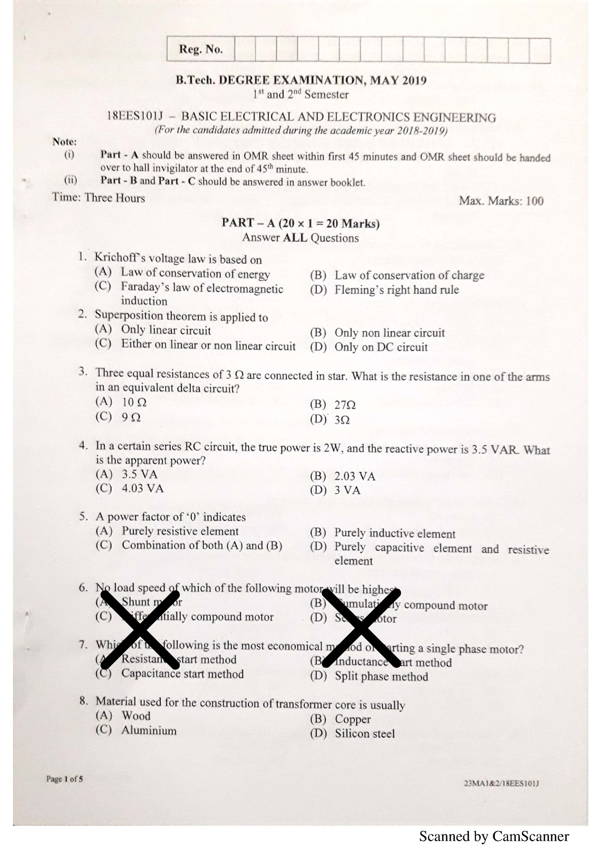 18EES101J-MAY 2019 Question Paper - Basic Electrical And Electronics ...