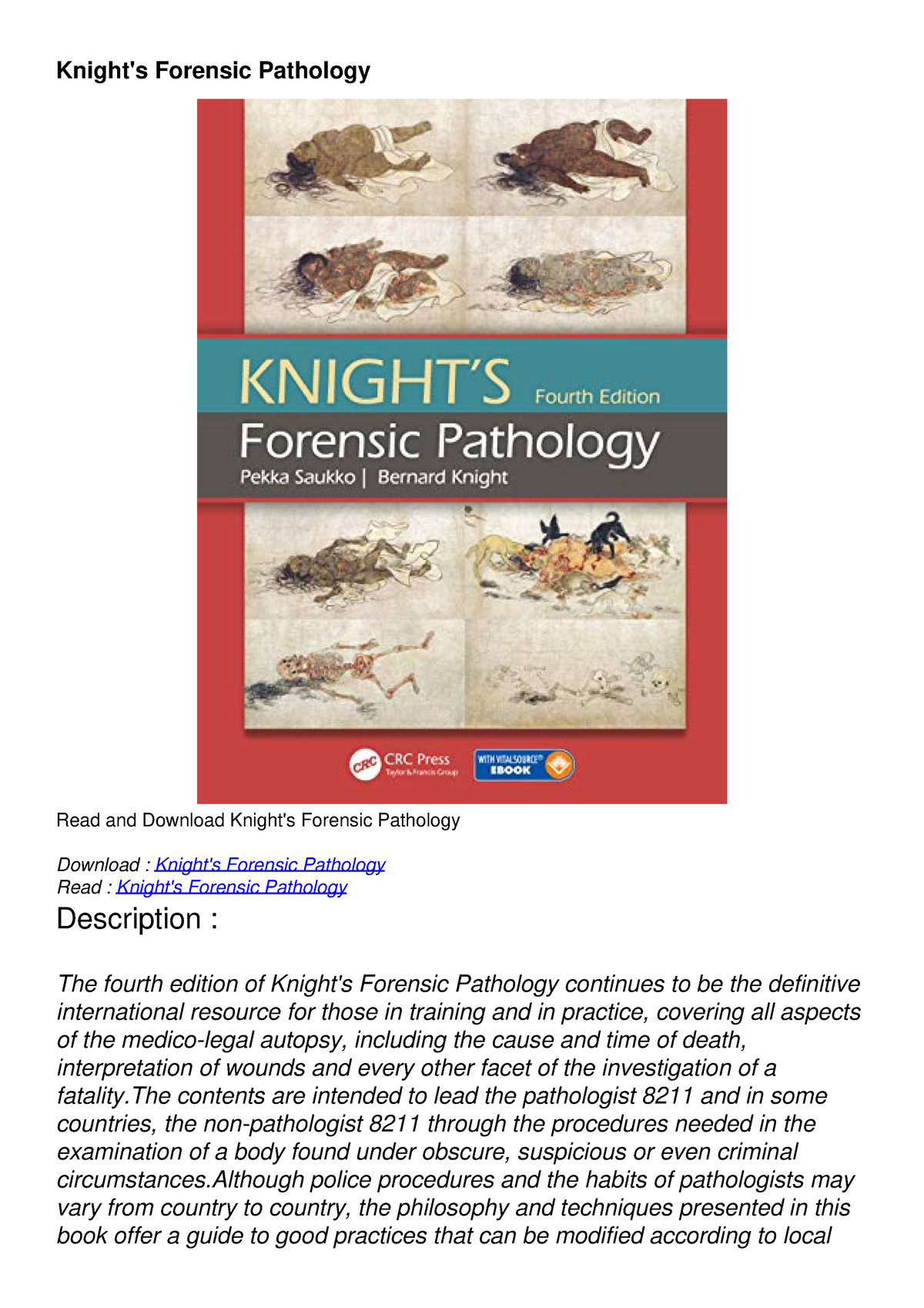 DOWNLOAD/PDF Knight's Forensic Pathology - Knight's Forensic Pathology ...