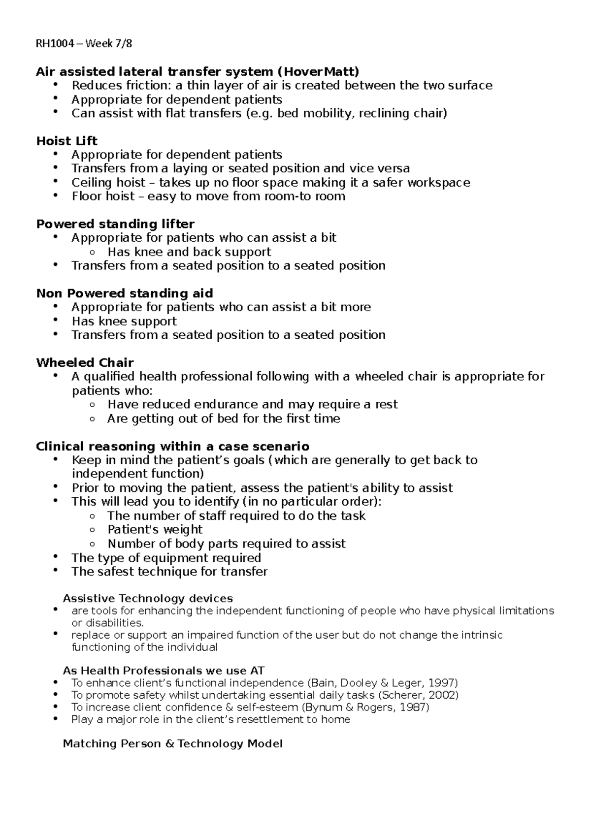 RH1004 - Week 7:8 - RH1004 – Week 7/ Air assisted lateral transfer ...