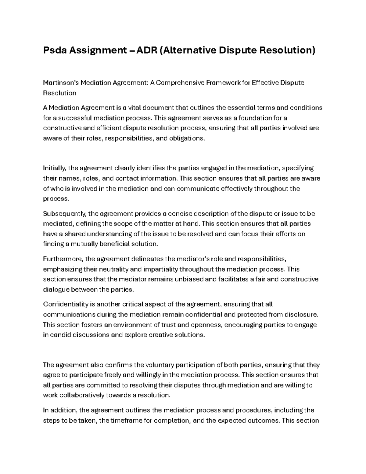 Psda Assignment - adr' - Nice - Psda Assignment – ADR (Alternative ...