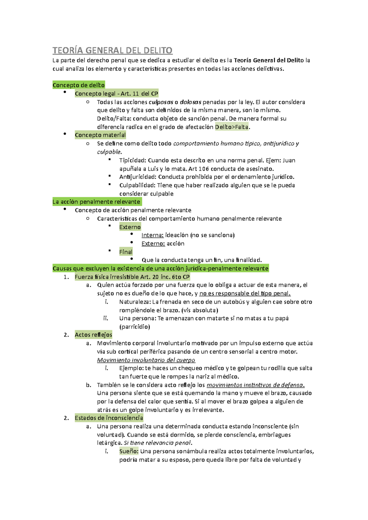 1 De 6 - Teoría General DEL Delito - TEORÍA GENERAL DEL DELITO La Parte ...