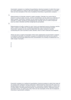 Gravimetric Analysis 10 - Here Are Two Examples Of The Role Of ...