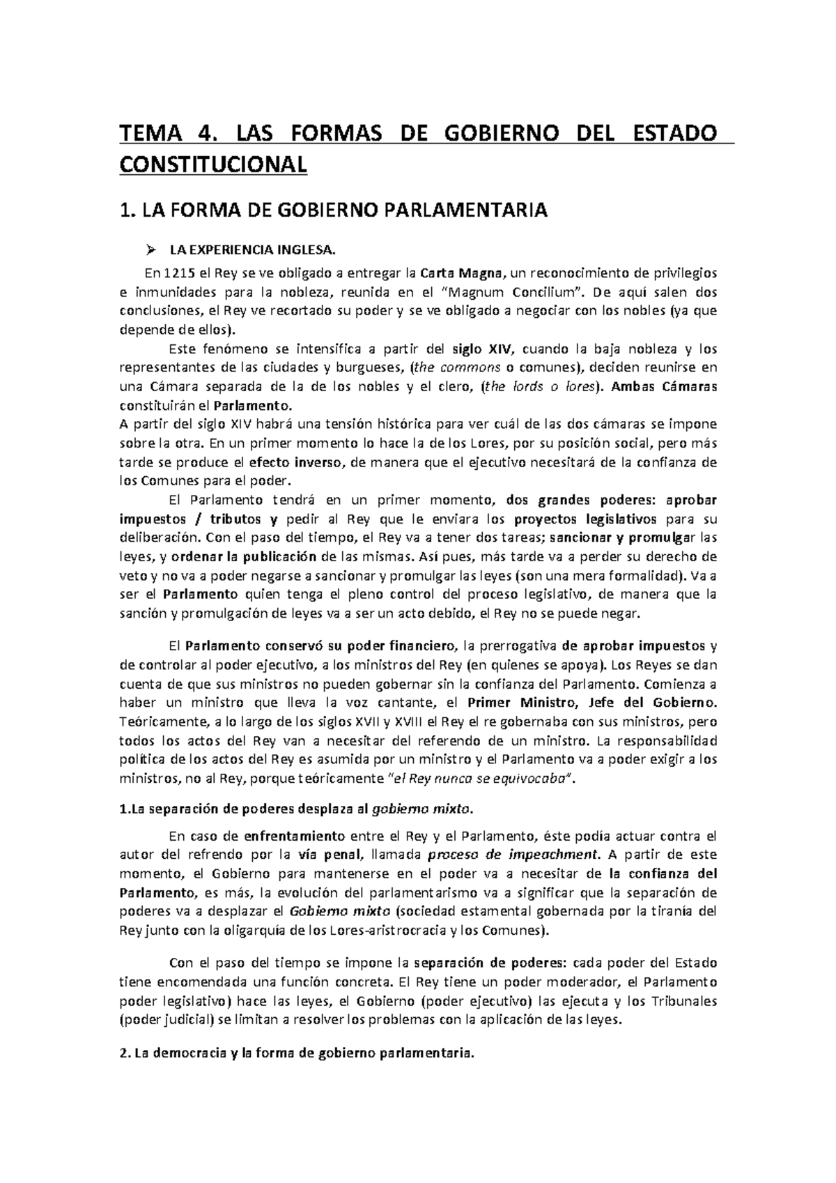 Edptema 4º - ignacio alli - TEMA 4. LAS FORMAS DE GOBIERNO DEL ESTADO ...