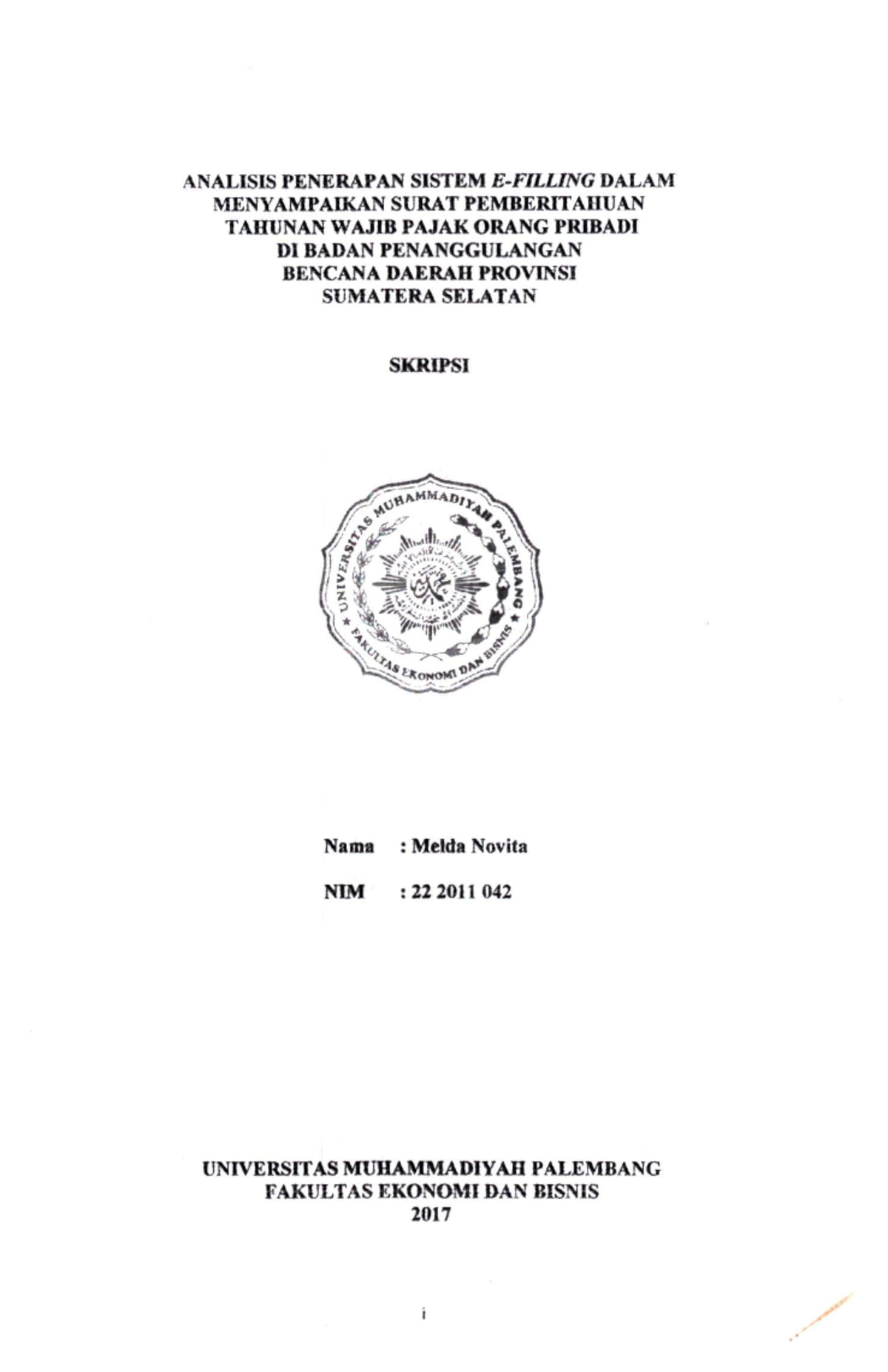 Skripsi Analisis Penerapan E-filing Dalam Badan Penanggulangan Bencana ...